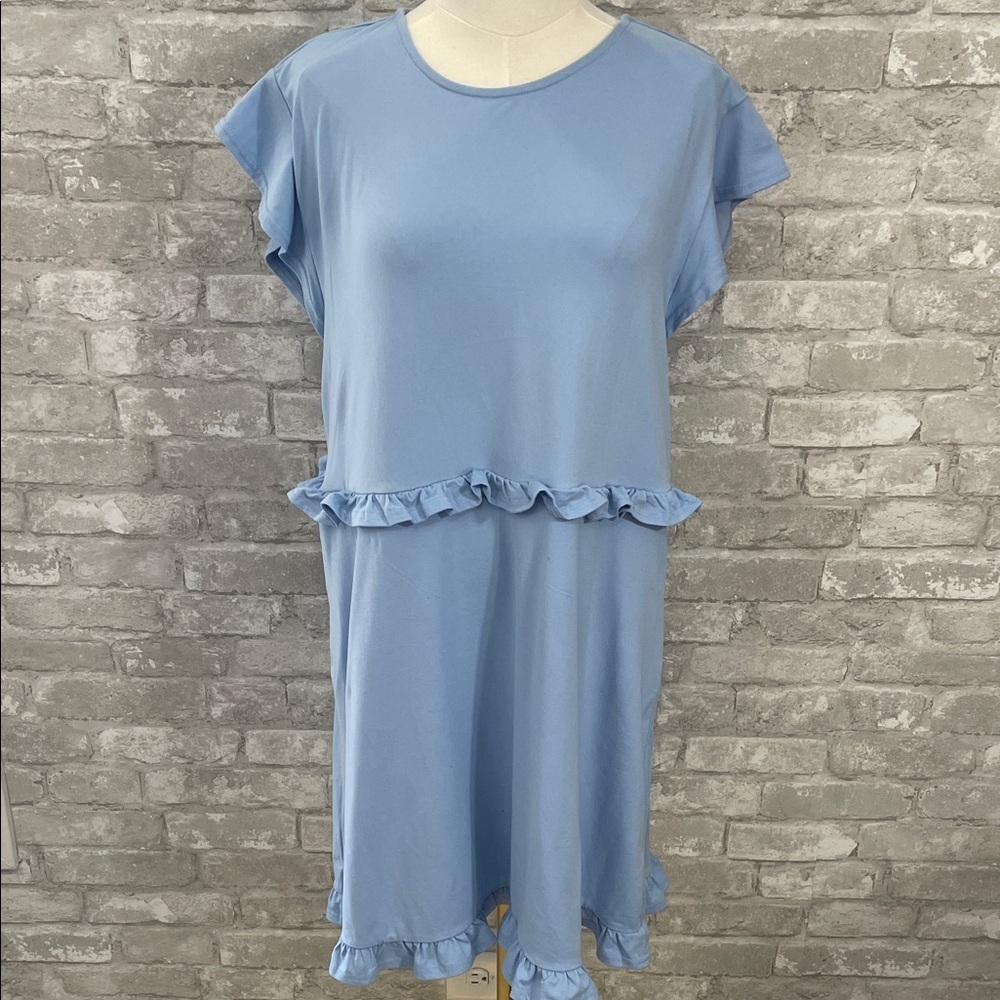 Versona Light Blue Ruffle Mini Dress